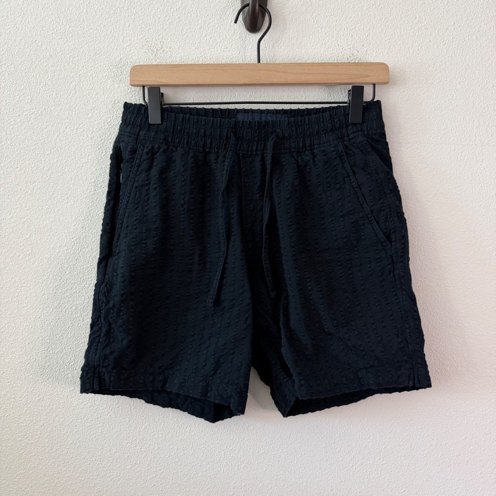ABERCROMBIE & FITCH Mens Cotton Seersucker Drawstring Shorts Size  XS Black